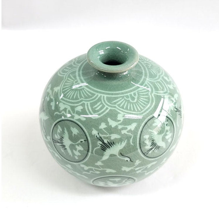 Korean Traditional Celadon Unhak Maeho Vase Interior Decor
