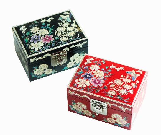 Korean fancy flower mother of pearl jewelry box (2type)