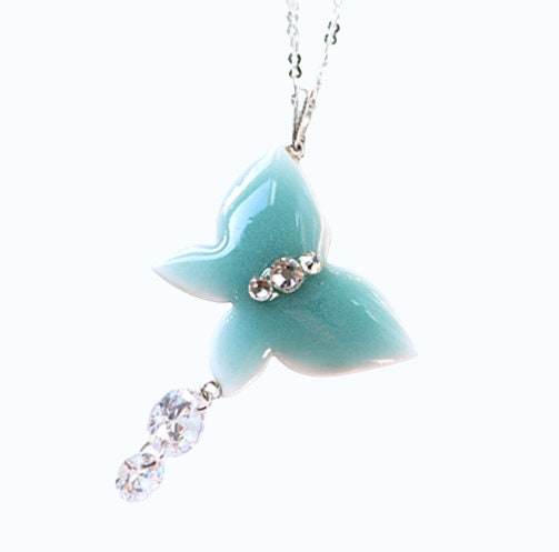 Porcelain Celadon Butterfly Necklace