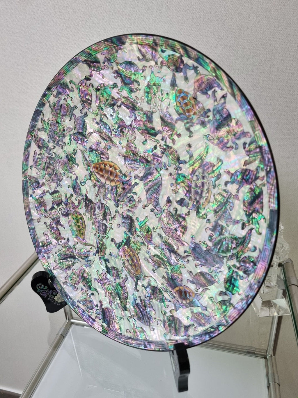 Korean traditional mother of pearl turtles handmade plate