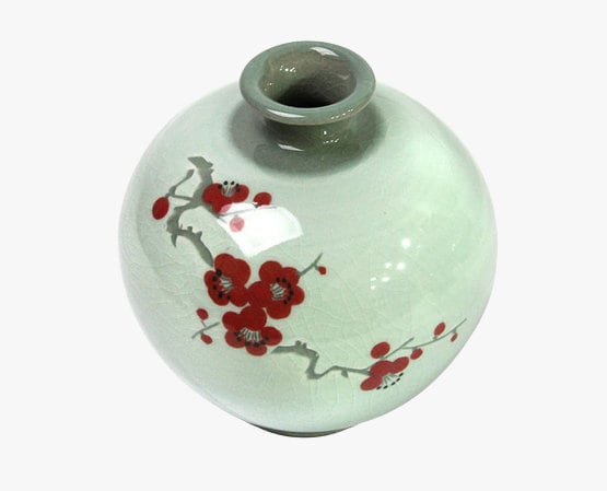 Korean Celadon Plum Haeng-go Vase