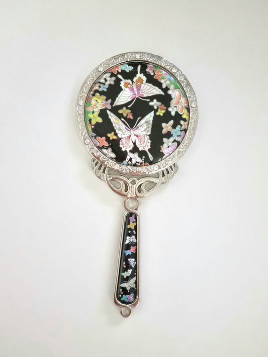 Princess black mother of pearl hand mirror