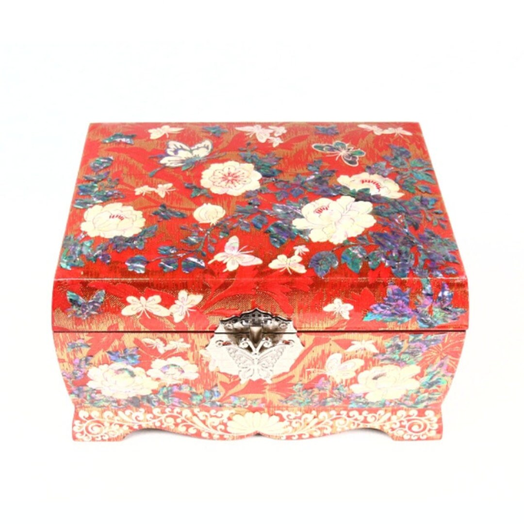 Korean unique mother of pearl big orange jewelry box - Jewelry storage box for women gifts