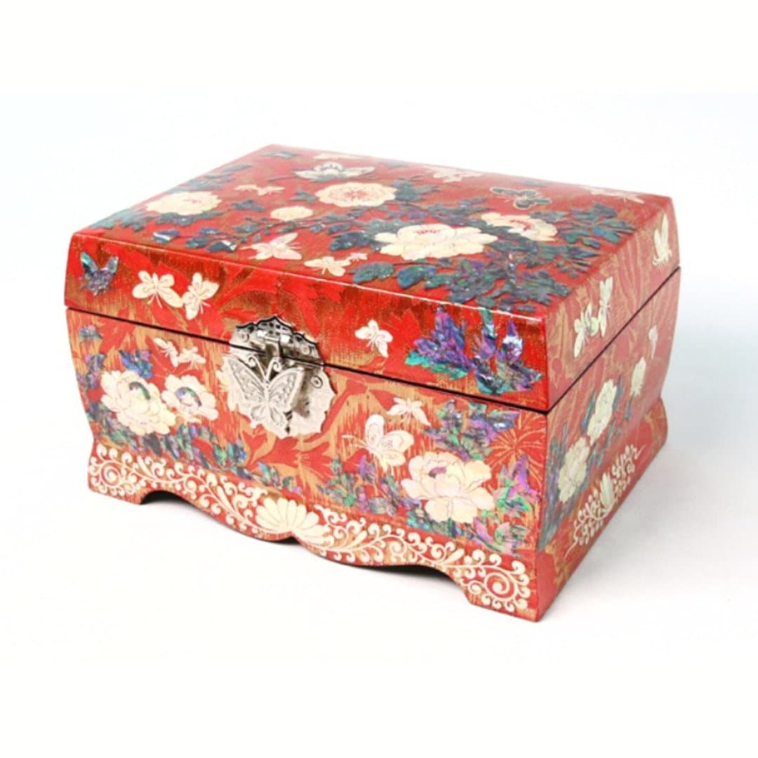 Korean unique mother of pearl big orange jewelry box - Jewelry storage box for women gifts