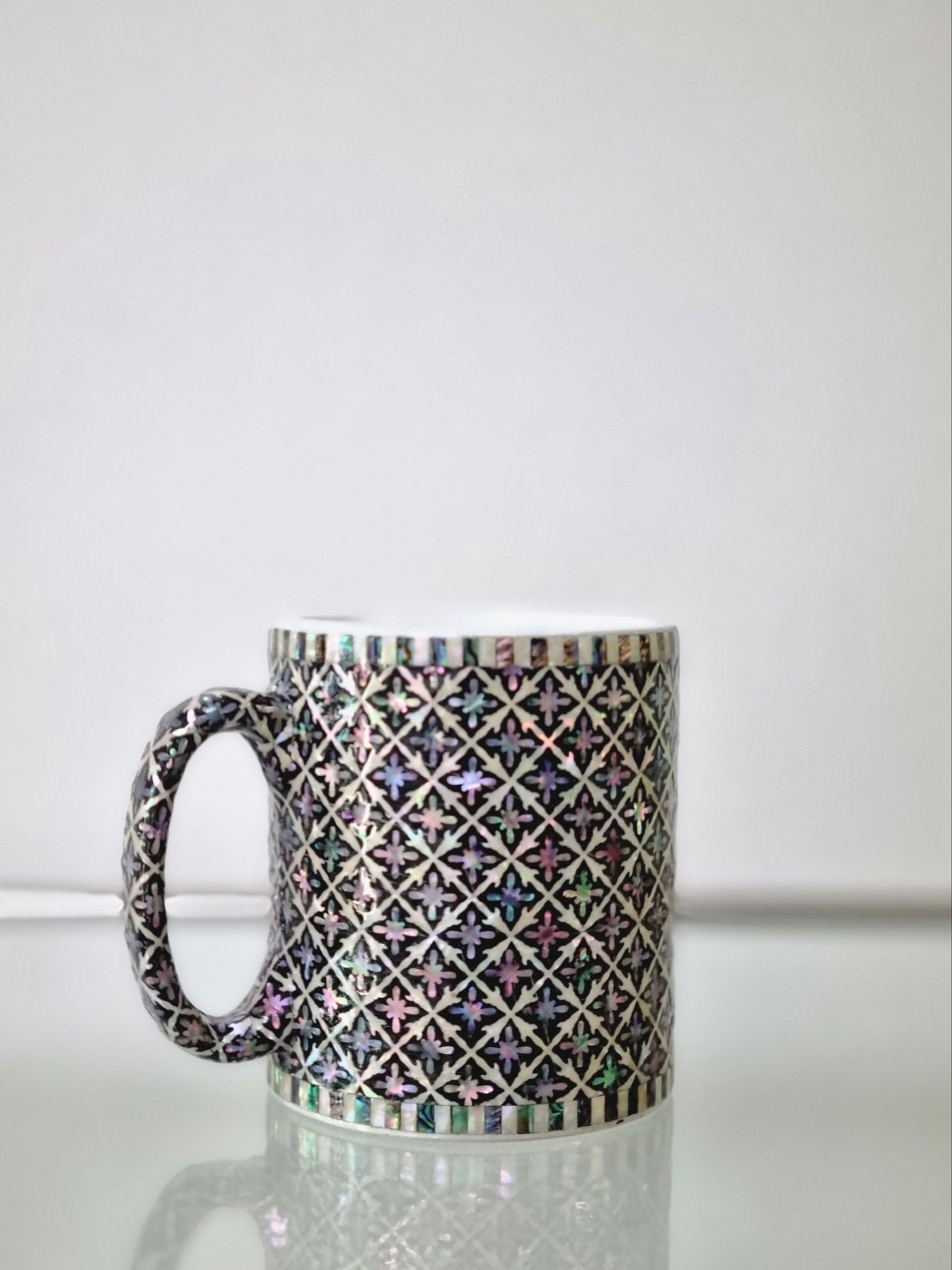 Korean fancy luckiness image mother of pearl mug