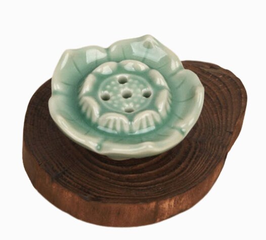 Korean lotus shaped celadon incense holder handmade incense stand interior decor