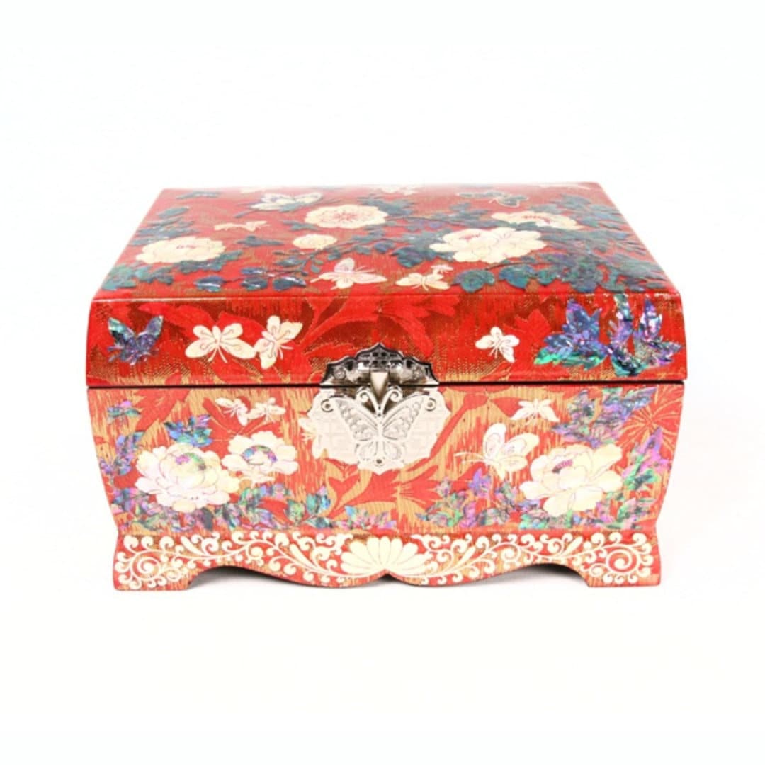 Korean unique mother of pearl big orange jewelry box - Jewelry storage box for women gifts