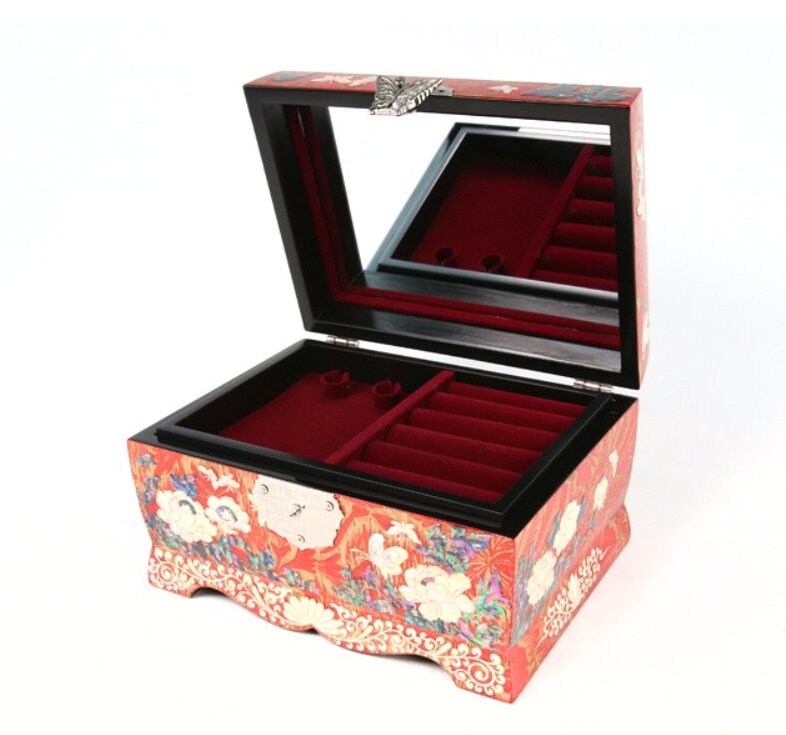 Korean unique mother of pearl big orange jewelry box - Jewelry storage box for women gifts